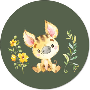 Label2X - Muurcirkel kids biggetje - 140 cm - Forex - Multicolor - Wandcirkel - Rond Schilderij - Muurdecoratie Cirkel - Wandecoratie rond - Decoratie voor woonkamer of slaapkamer