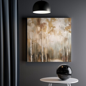 Artaza Canvas Schilderij Abstract Berkenbomen - 30x30 cm - Klein - Wanddecoratie Woonkamer - Schilderijen - Muurdecoratie