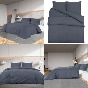 vidaXL Dekbedovertrekset lichtgewicht 260x220 cm microvezel antraciet - Dekbed - Dekbedden - Dekbedovertrek - Overtrek