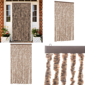 vidaXL Vliegengordijn 100x200 cm chenille beige en donkerbruin - Vliegengordijn - Vliegengordijnen - Vliegengordijn Deur - Deurgordijn