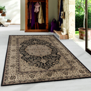 Flycarpets Klassiek Zwart / Beige Vloerkleed Bukhara - Oosters motief - Perzisch Tapijt Laagpolig - Woonkamer - 80x150 cm