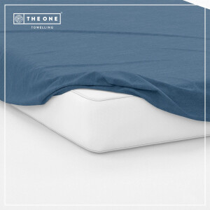 The One Bedding Hoeslaken - 100 x 220 cm - Eenpersoons - Katoen/Satijn - Indigo blauw