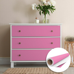 Waterdichte zelfklevende vinylsticker op rol per meter - Afwasbare sticker voor keuken, meubels, kasten, deuren - 60 cm x 50 m - Roze