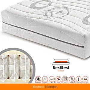 Pocketvering matras HR koudschuim Hybrid 7 zones - Koudschuim matras geveerd - 22cm matrasdikte - 120x200cm - Stevig ligcomfort