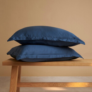 Coco & Cici - Tencel Sateen Kussensloop 70 x 50 cm - Kussenhoes - Lyocell - Extra Zacht & 100% Natuurlijk - Blauw - Zonder Volant