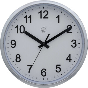 nXt Robust – Wandklok – 25 cm – Kunststof – Zilver – Witte wijzerplaat