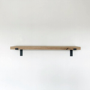 GoudmetHout Massief Eiken Wandplank - 100x25 cm - Industriële Plankdragers L-vorm - Staal - Mat Blank