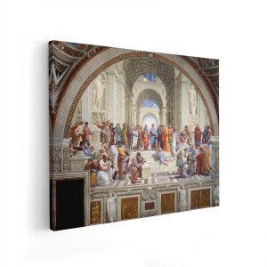 Artaza Canvas Schilderij School Van Athene Rafaël - 50x40 cm - Wanddecoratie Oude Meesters - Muurdecoratie Renaissance - Klassieke Schilderijen