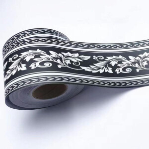 CSGoods - Decoratieve Zelfklevende Randen met Zwarte Bladeren - 12 cm x 1000 cm - Voor Muurdecoratie