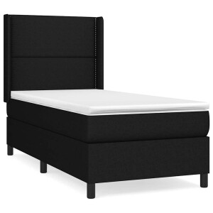 vidaXL - Boxspring - met - matras - stof - zwart - 90x200 - cm