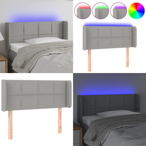 vidaXL - Hoofdbord - LED - 83x16x78/88 - cm - stof - lichtgrijs