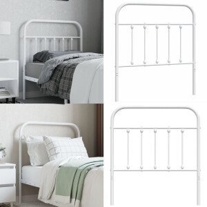 vidaXL Hoofdbord metaal wit 80 cm - Hoofdbord - Hoofdborden - Hoofdeinde - Metalen Hoofdbord