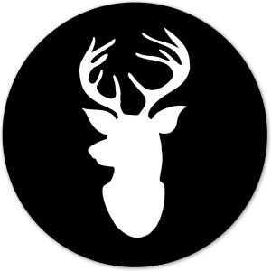 Label2X - Muurcirkel - Kerst Rendier Zwart/wit - Ø 140 cm / Forex - Zwart/wit - Wandcirkel - Rond Schilderij - Kerst - Kerstversiering - Kerst Decoratie - Muurdecoratie Cirkel - Wandecoratie rond - Decoratie voor woonkamer of slaapkamer