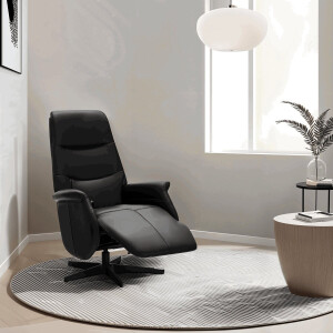 Relaxfauteuil Zwart - Metaal/Leer - 90x79x114cm - Delta