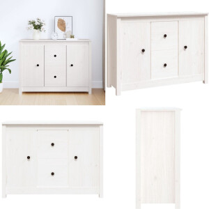 vidaXL Dressoir 100x35x74 cm massief grenenhout wit - Dressoir - Dressoirs - Kast - Wandkast