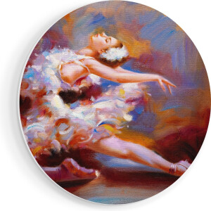 Artaza Forex Muurcirkel Ballerina van Olieverf - Ballet - 90x90 cm - Groot - Wandcirkel - Rond Schilderij - Muurdecoratie Cirkel