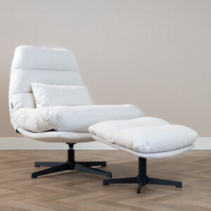 Bronx71® Draaifauteuil met hocker Cristo linnen off white