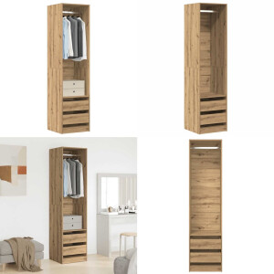vidaXL Kledingkast 50x50x200 cm bewerkt hout artisanaal eikenkleurig - Kledingkast - Kledingkasten - Klerenkast - Garderobekast