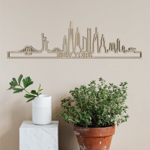 Skyline New York Populierenhout 90 Cm Wanddecoratie Voor Aan De Muur Met Tekst City Shapes
