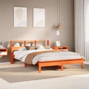 vidaXL - Bedframe - zonder - matras - massief - grenenhout - wasbruin - 135x190 - cm