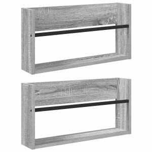 vidaXL - Tijdschriftenrek - met - plank - 2 - pcs - Grijs - Sonoma - 60 - x - 12 - x - 30 - cm