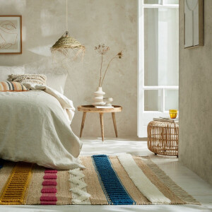 Flycarpets Medina Modern Jute - Laagpolig Vloerkleed - Naturel / Multi - 160x230 cm