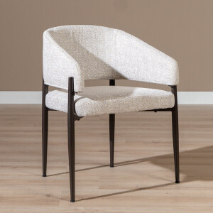 Bronx71® Eetkamerstoel Bret gemêleerde stof off white/bruin - stoel