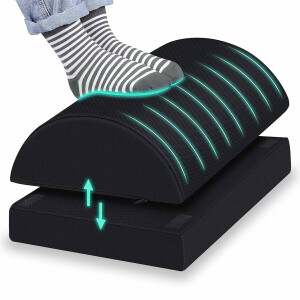 SHAPEVITAL ErgoRelax - Voetensteun Bureau - Traagschuim - In Hoogte Verstelbaar - Antislip - Zwart