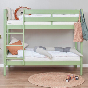 ECO Comfort stapelbed 70x160 cm met lattenbodem, bleekgroen, ECO-gecertificeerd FSC-hout, Massief Grenenhout, Lak op Waterbasis, Gemaakt in de EU, 10 jaar Fabrieksgarantie