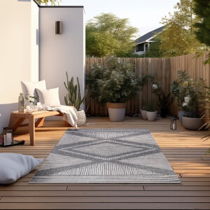 Flycarpets Elle Decoration - Binnen & Buitenkleed - Omkeerbaar - Rhombus - Zilver - 80x150 cm