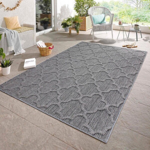 Flycarpets Tenedo Grijs Buitenkleed - Vloerkleed, Laagpolig Tuinkleed / Tuintapijt / Buitentapijt - 160x230 cm