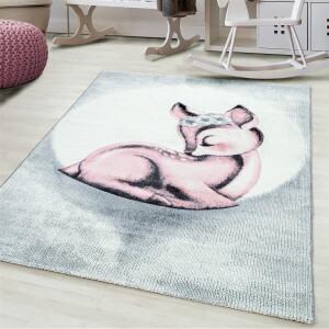 KIDS KINDERKAMER ROZE - GRIJS VLOERKLEED Bambi Hert