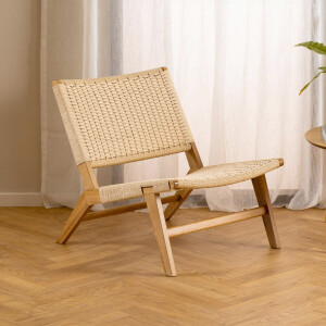 Sohome Fauteuil Nathanal Eiken / Gevlochten touw - Wit
