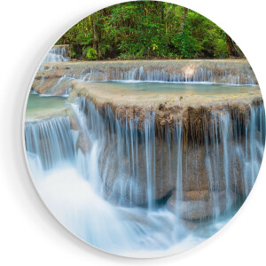 Artaza Forex Muurcirkel Waterval In Het Bos In Thailand - 80x80 cm - Groot - Wandcirkel - Rond Schilderij - Wanddecoratie Cirkel