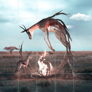 IXXI Sacrifice, Julien Tabet - 100 x 100 cm - Gratis ophangtool - Grote wanddecoratie en posters - Digitale Kunst, Fotografie, Surrealisme, Woonkamer
