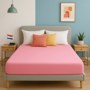 Saphira ESSENTIALS Badstof Hoeslaken – Roze – 90x200 cm – 30 cm Matrashoogte – 80% Katoen / 20% Polyester – 360° Rondom Elastiek – Luxe Comfort & Perfecte Pasvorm