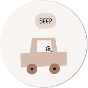 Label2X - Muurcirkel kids beep - 20 cm - Dibond - Multicolor - Wandcirkel - Rond Schilderij - Muurdecoratie Cirkel - Wandecoratie rond - Decoratie voor woonkamer of slaapkamer