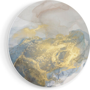 Artaza Forex Muurcirkel Abstracte Kunst van Grijze Gouden Marmer - 70x70 cm - Wandcirkel - Rond Schilderij - Wanddecoratie Cirkel - Muurdecoratie