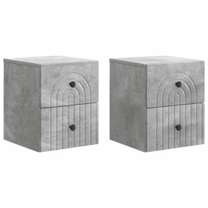 vidaXL - Muurbevestigde - Nachttafel - 2 - st - Betongrijs - 33 - x - 34,5 - x - 40 - cm