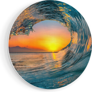 Artaza Forex Muurcirkel Golf bij Zonsondergang - 40x40 cm - Klein - Wandcirkel - Rond Schilderij - Wanddecoratie Cirkel