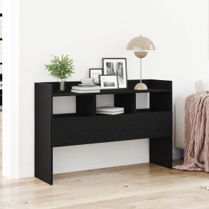 vidaXL - Dressoir - met - lade - Zwart - Eiken - 105 - x - 30 - x - 70 - cm - Bewerkt - hout