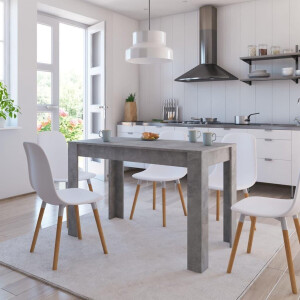 vidaXL - Eettafel - 120x60x76 - cm - bewerkt - hout - betongrijs