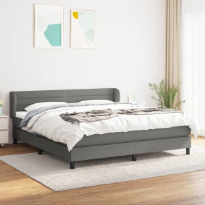 vidaXL - Boxspring - met - matras - stof - donkergrijs - 160x200 - cm