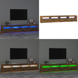 vidaXL Tv-meubel met LED-verlichting 240x35x40 cm gerookt eikenkleurig - Tv-kast - Tv-kasten - Tv-meubel - Tv-meubel Met LED-verlichting