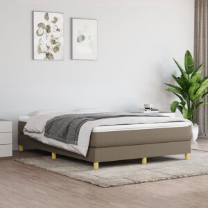 vidaXL Pocketvering Matras - Boxspringbed - Boxspring met matras stof taupe 140x190 cm - Middelhard - Taupe - Bed Frame