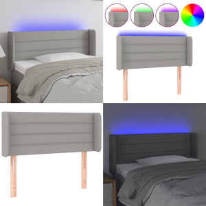 vidaXL - Hoofdbord - LED - 103x16x78/88 - cm - stof - lichtgrijs