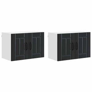 vidaXL - Wandkast - LUCCA - 2 - pcs - Zwart - 60 - x - 31 - x - 40 - cm - Bewerkt - hout
