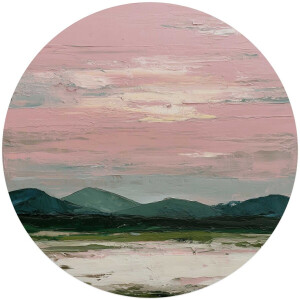 Glasschilderij Bergen in roze wolken II - Ø 70 - Glas - REINDERS