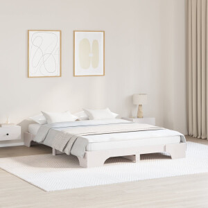 vidaXL - Bedframe - Wit - 140 - x - 200 - cm - Massief - grenenhout
