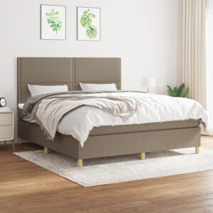 vidaXL - Boxspring - met - matras - stof - taupe - 180x200 - cm
